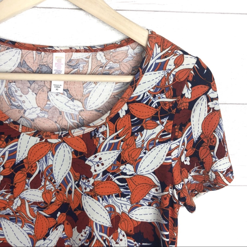 LULAROE Orange & Blue Floral Patterned Top - Picture 4 of 8